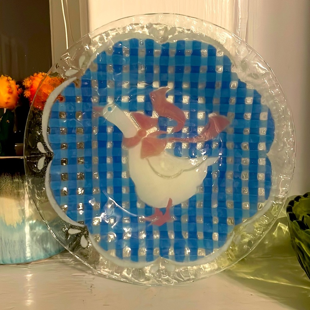 VTG Blue Gingham Goose Collectors Plate